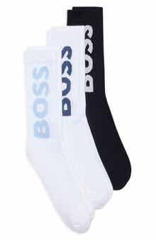 BOSS 3-Pack Logo Ribbed Crew Socks