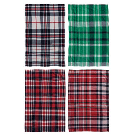 Plaid Multicolor Recycled Microfibre Tea Towel, Set of 4