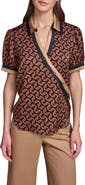 KARL LAGERFELD PARIS Print Crossover Button Top