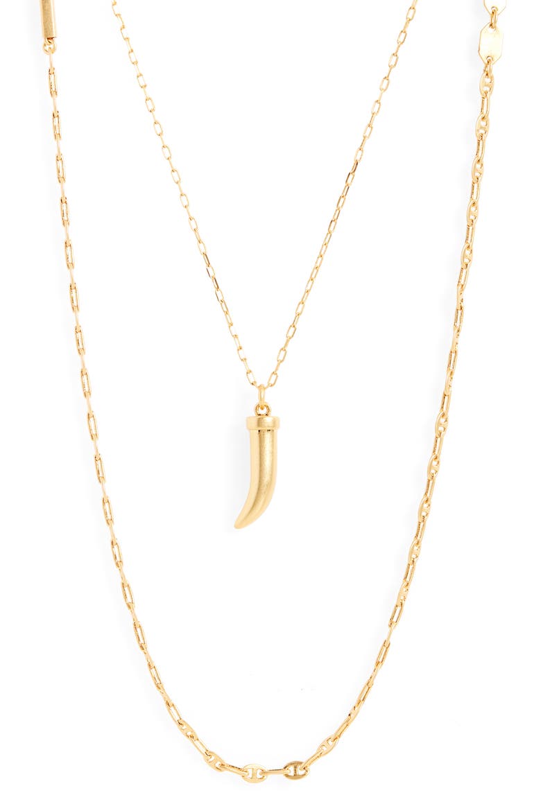 Mixed Chain Horn Pendant Necklace Set, Main, color, VINTAGE GOLD