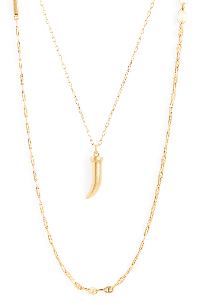 Madewell Mixed Chain Horn Pendant Necklace Set, Main, color, 