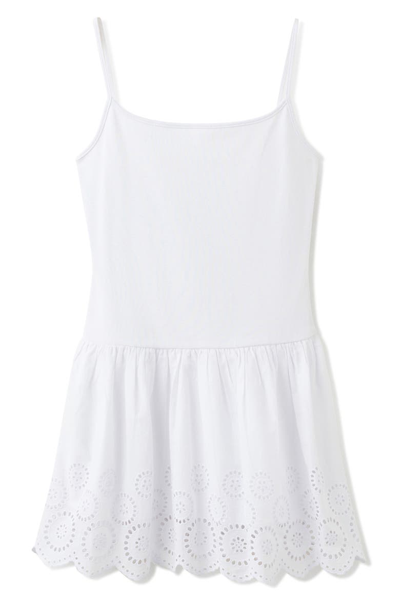 Mixed Media Broderie Anglaise Minidress, Alternate, color, WHITE