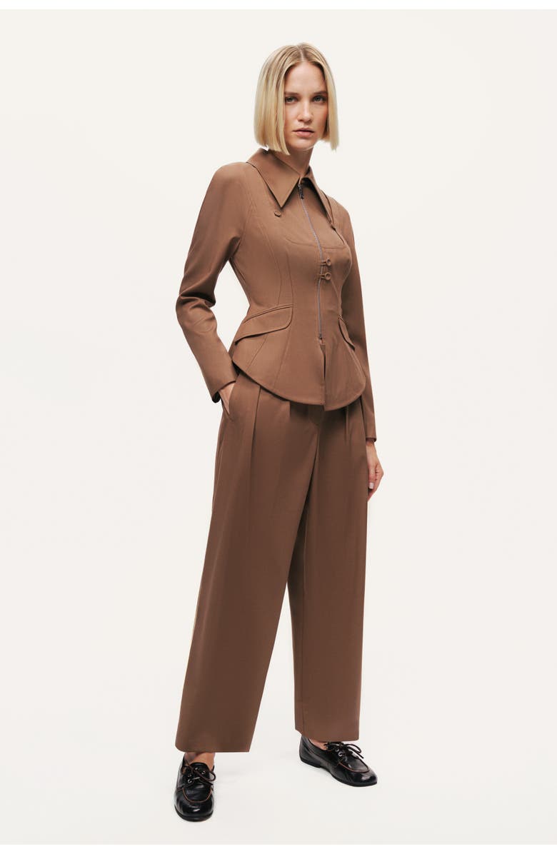 Nocturne Zip-Front Tailored Jacket, Alternate, color, Brown