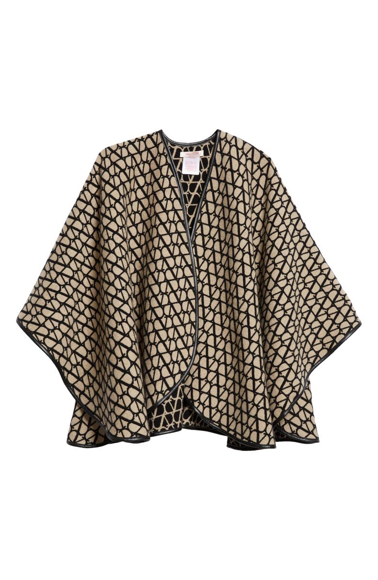 Valentino Garavani VLOGO Toile Iconographe Virgin Wool & Cashmere Cape, Alternate, color,
