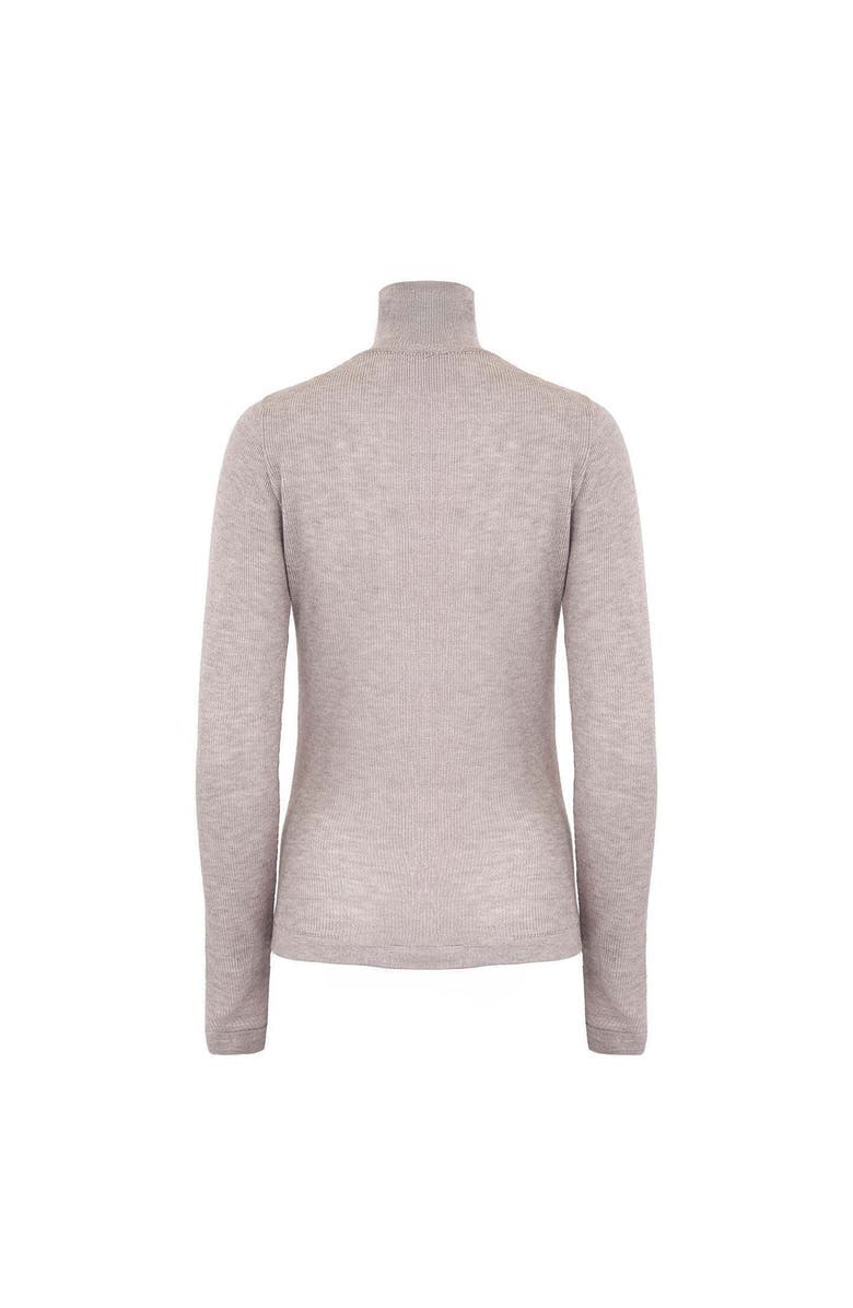 THEO The Label Nomia Sheer Knit Turtleneck, Alternate, color, Heather Grey