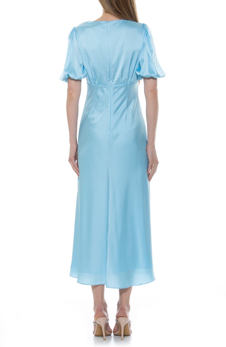 Alexia Admor Lorelei V-Neck Bubble Sleeve Midi Dress, Alternate, color, Halogen Blue