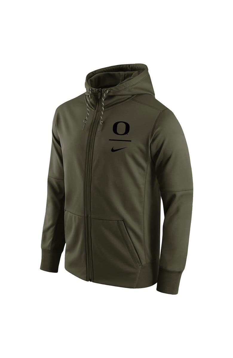Nike Men's Nike Olive Oregon Ducks Tonal Logo Stack Performance Full-Zip Hoodie, Alternate, color, 