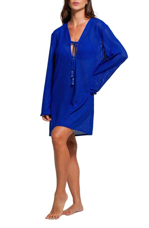 Tie Neck Cover-Up Tunic Dress