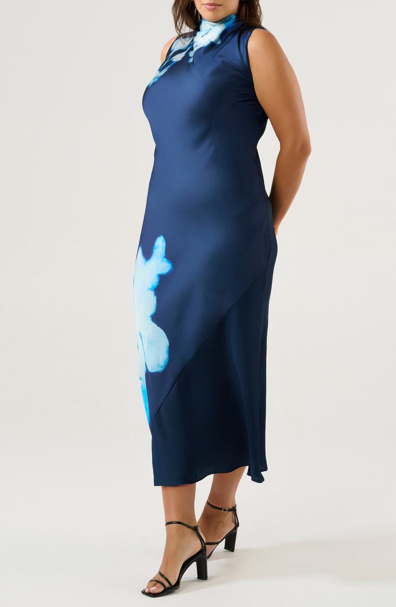 Estelle Mayla Placed Floral High Neck Dress, Alternate, color, Midnight Blue/ Azure