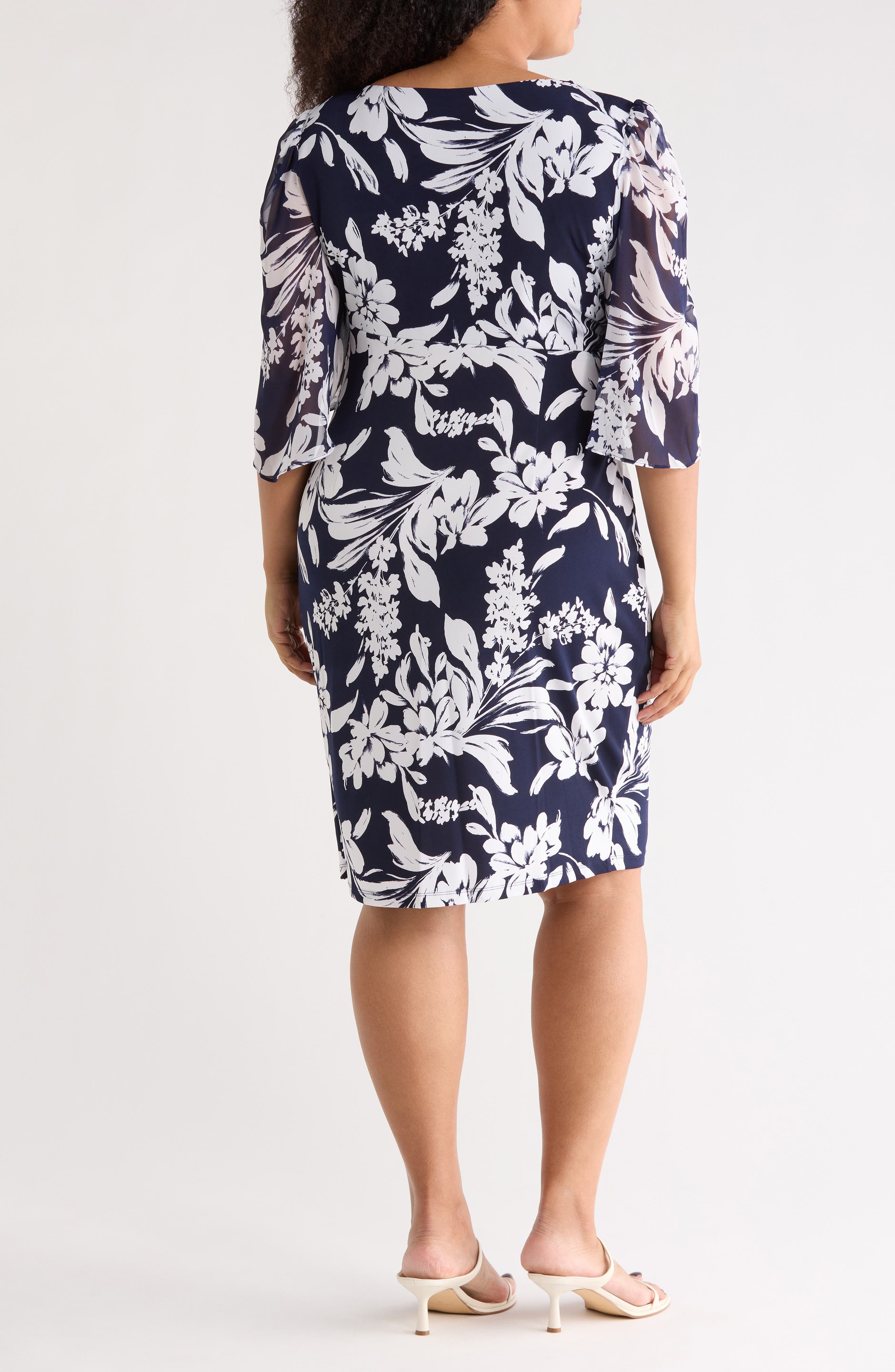 Cape Sleeve Faux Wrap Dress - image 2
