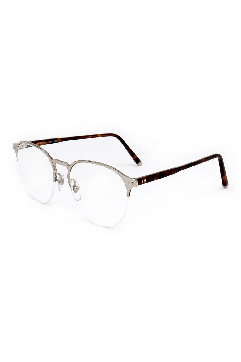 54mm Half Rim Round Optical Glasses, Alternate, color, SILVER