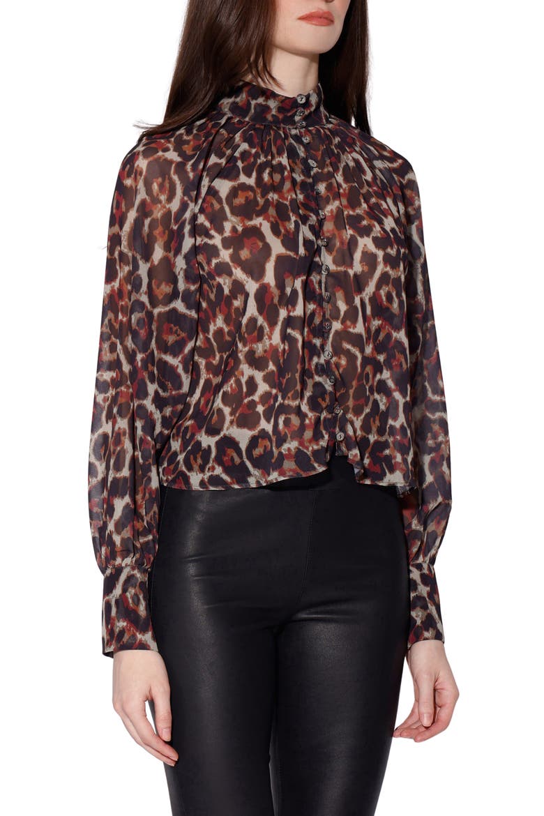 Deja Long Sleeve Button-Up Top, Alternate, color, AMOUR LEOPARD