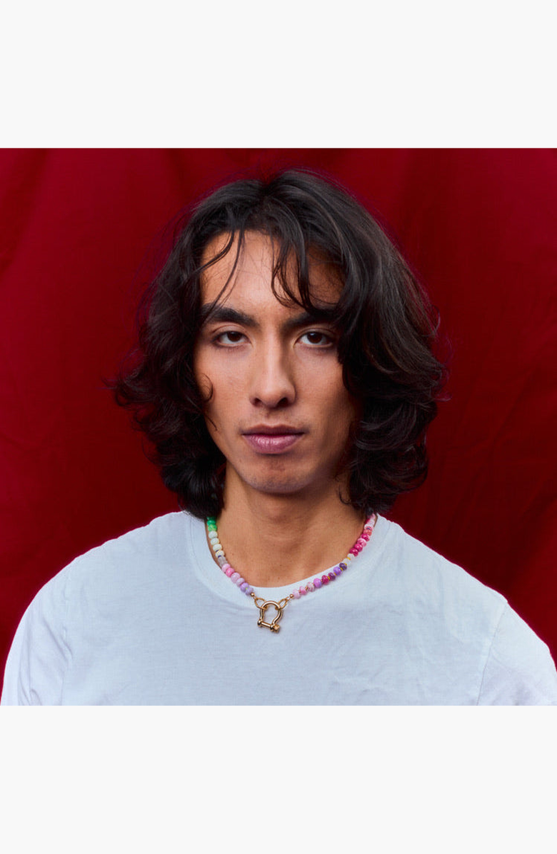 SHOP SPICY DAN Winnie Gender Inclusive Rainbow Opal and Moonstone Necklace, Alternate, color, Rainbow