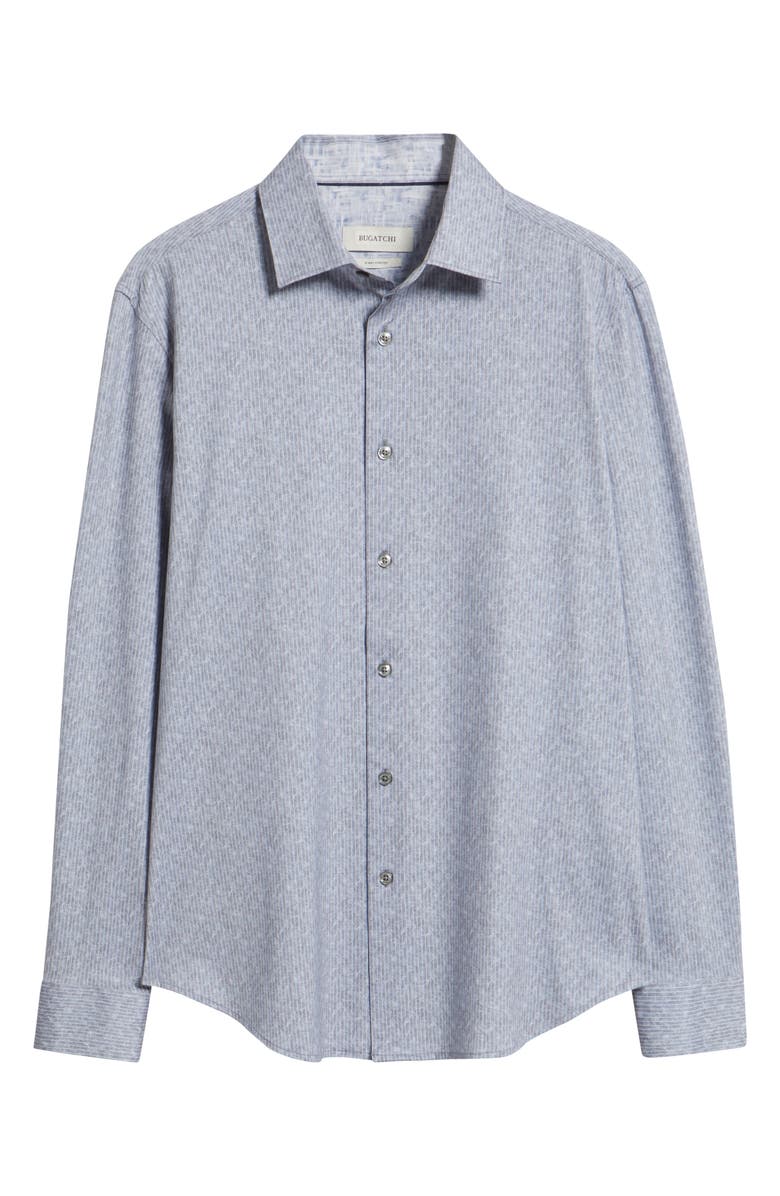 Bugatchi Jimmy OoohCotton<sup>®</sup> Stripe Floral Button-Up Shirt, Alternate, color, Steel