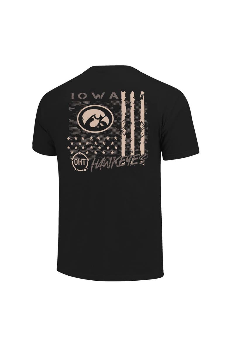 IMAGE ONE Men's Black Iowa Hawkeyes Comfort Colors OHT Camo Overlay T-Shirt, Alternate, color, Black