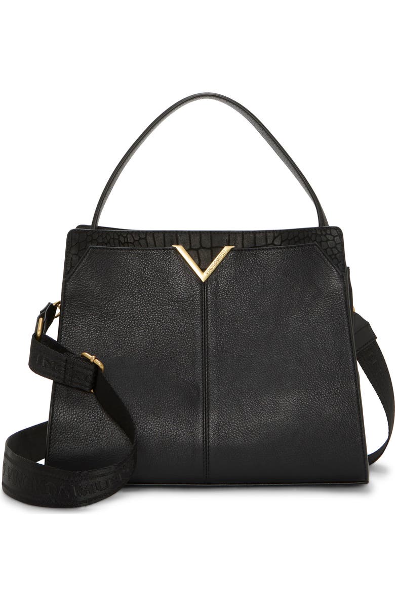 Vince Camuto Tasha Leather Top Handle Bag, Main, color, Black