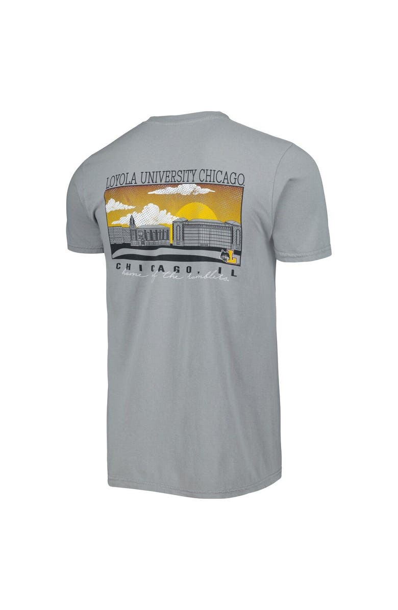 IMAGE ONE Men's Gray Loyola Chicago Ramblers Campus Scenery Comfort Color T-Shirt, Alternate, color, 