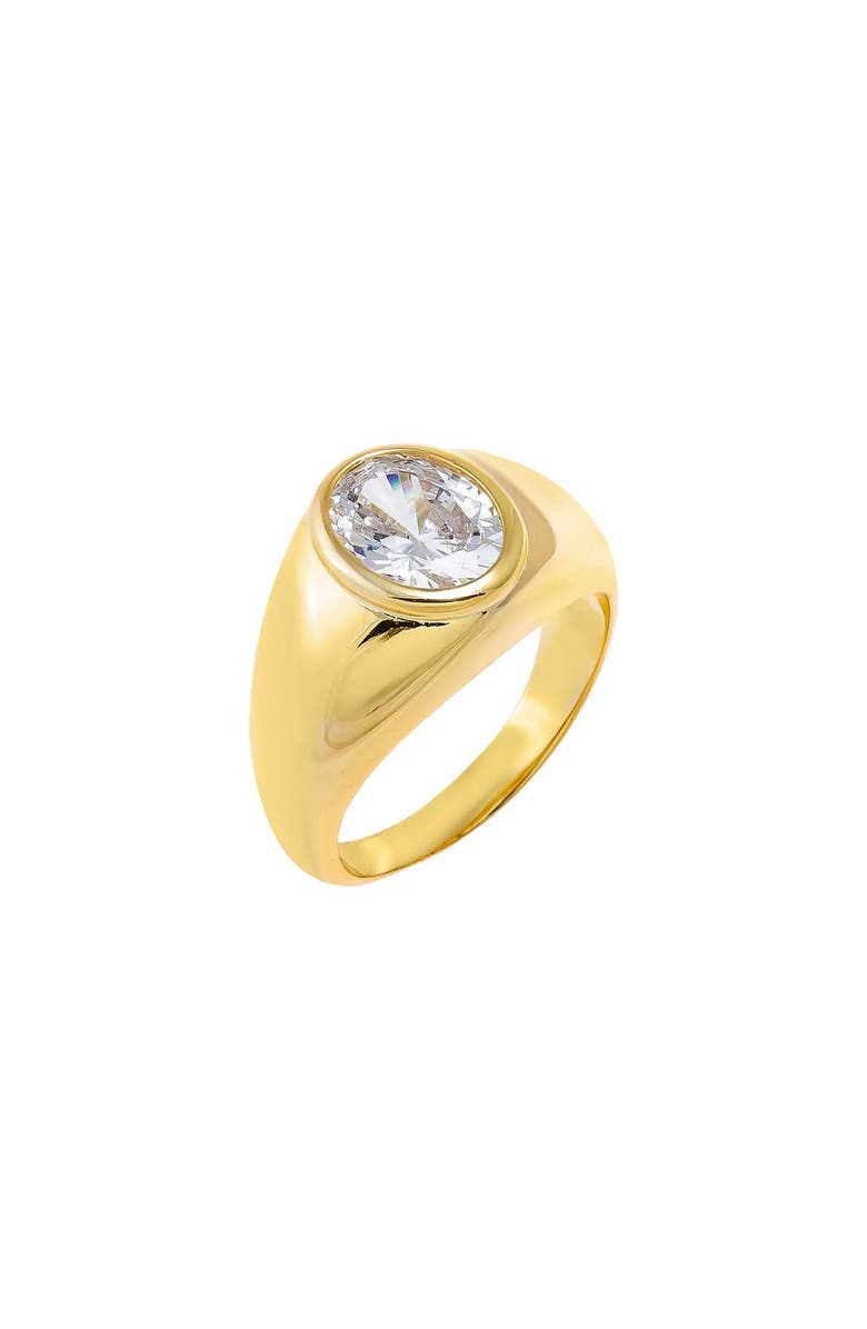 BY ADINA EDEN CZ Oval Bezel Signet Ring, Main, color, Gold