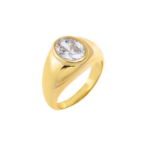 CZ Oval Bezel Signet Ring