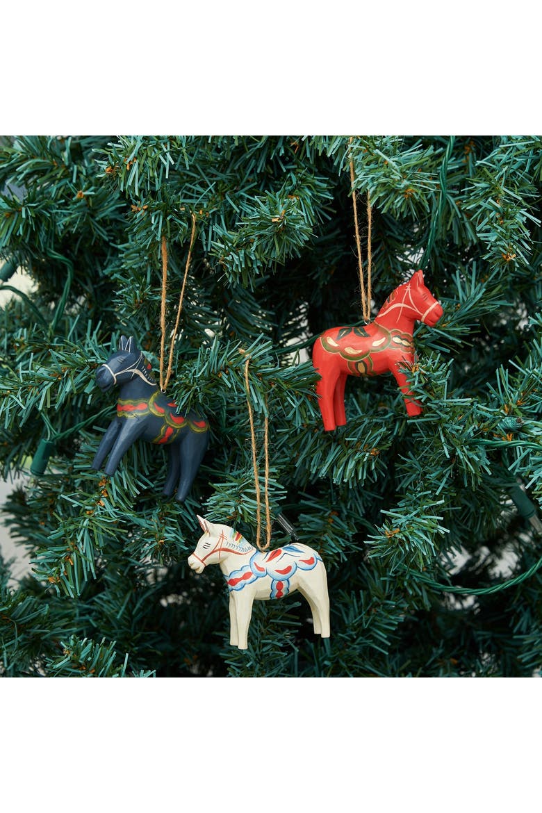 Dala Horse Handmade Ornament Set of 3, Alternate, color, Red