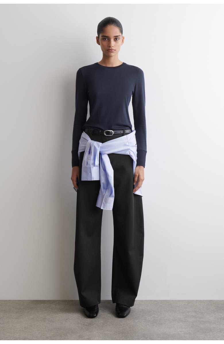 COS Cotton Jersey Long-Sleveled Top, Alternate, color, Dark Blue