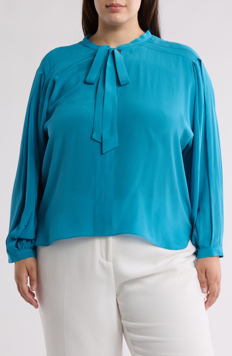 Joie Wells Tie Neck Long Sleeve Silk Top, Main, color,