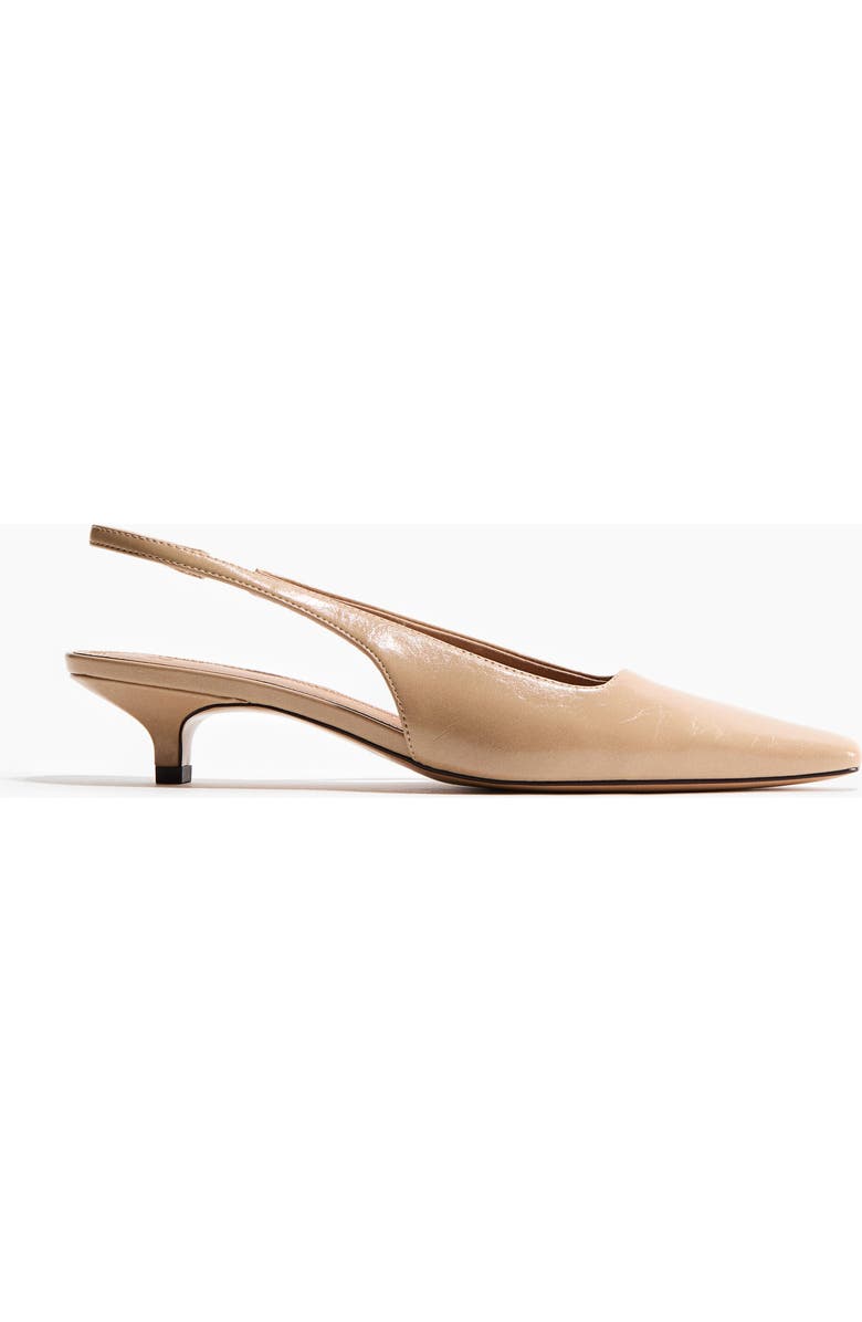 H&M Kitten-heeled Slingbacks, Main, color, Beige