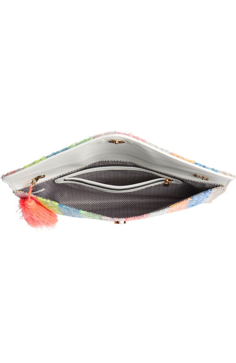 Mali + Lili Leah Sequin Stripe Clutch, Alternate, color,