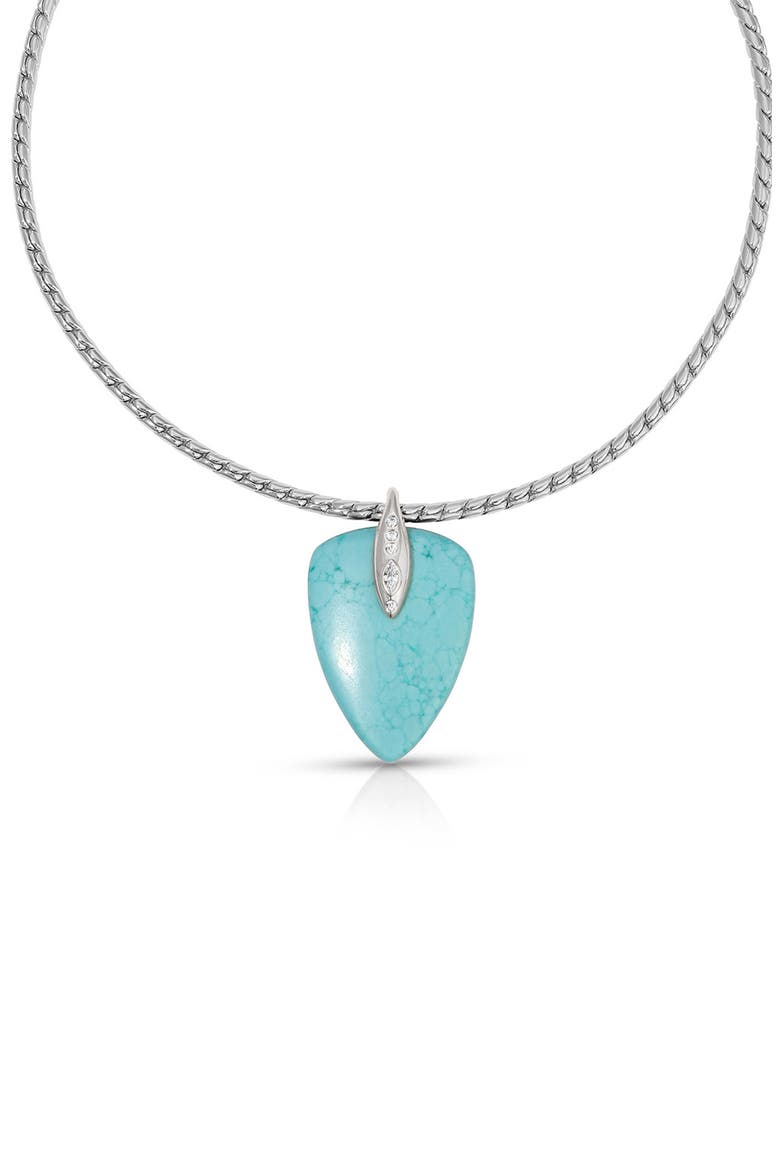 Solstice Pendant Choker Necklace, Main, color, TURQUOISE AND SILVER