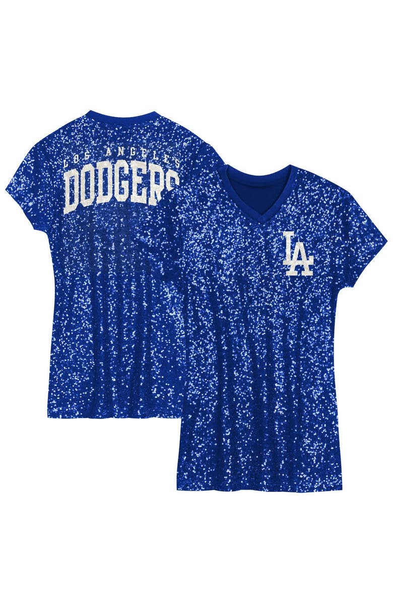 Outerstuff Youth  Royal Los Angeles Dodgers V-Neck Sequin Dress, Main, color, Royal