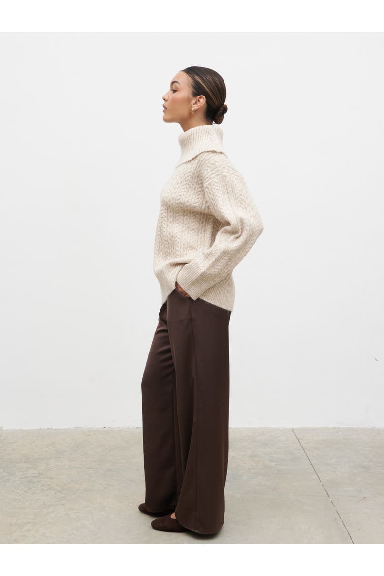 Blossom Cable Knit  Roll Neck Jumper, Alternate, color, Beige