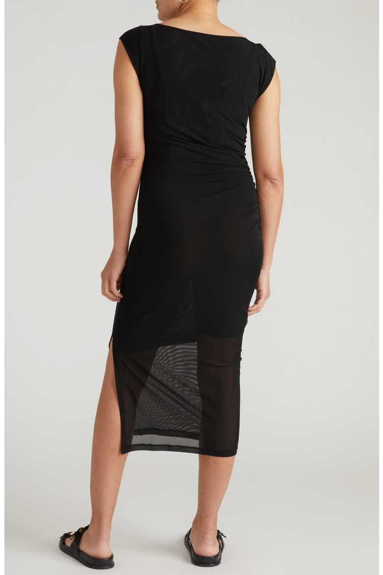 Mesh Sleeveless Midi Dress, Alternate, color, BLACK