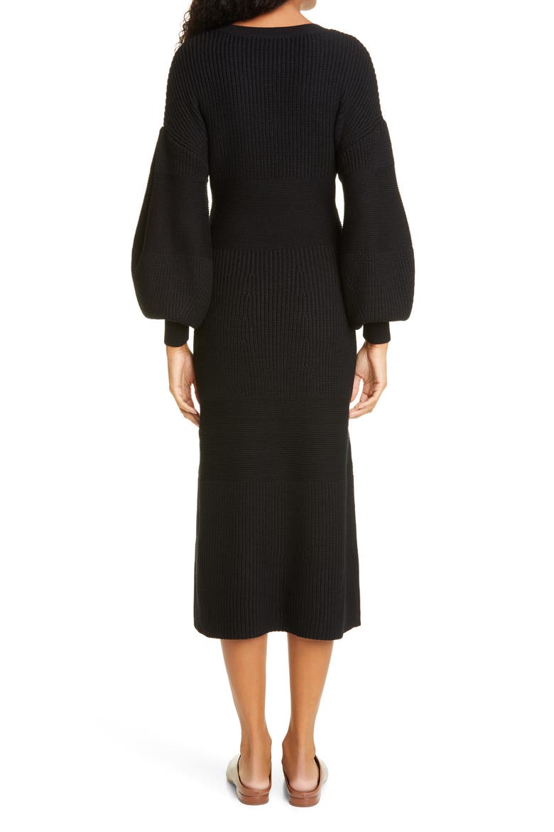 Carnation Midi Sweater Dress, Alternate, color, BLACK