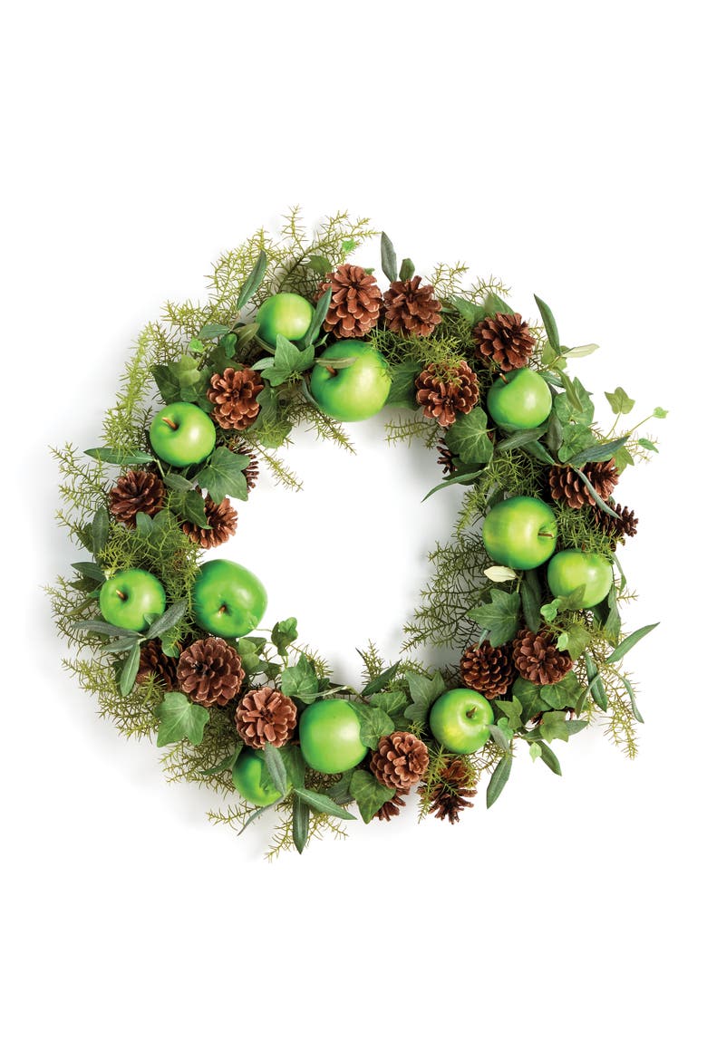 Apple & Mixed Botanicals Wreath 24", Main, color, Green