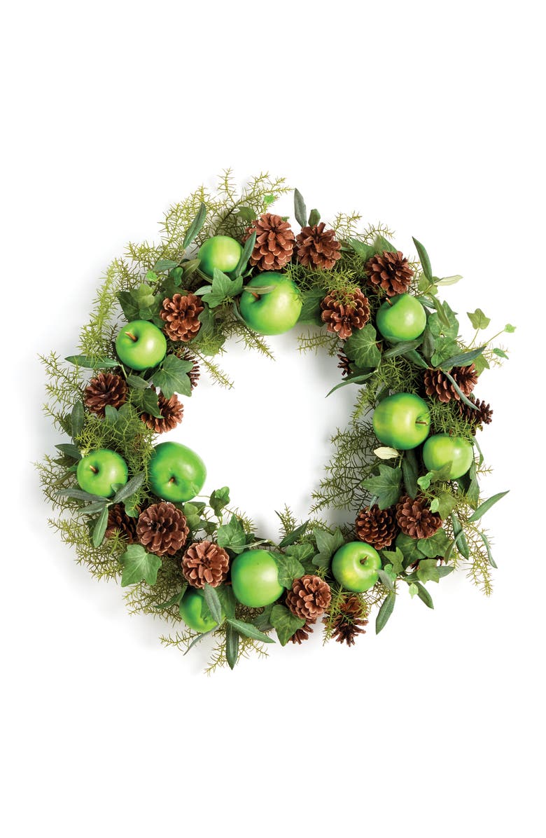 Napa Home & Garden Apple & Mixed Botanicals Wreath 24", Main, color, Green