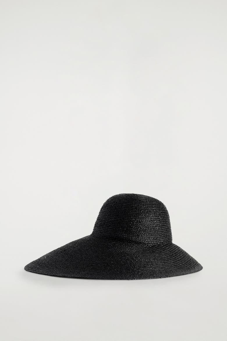 Wide-brim Raffia Hat, Main, color, BLACK