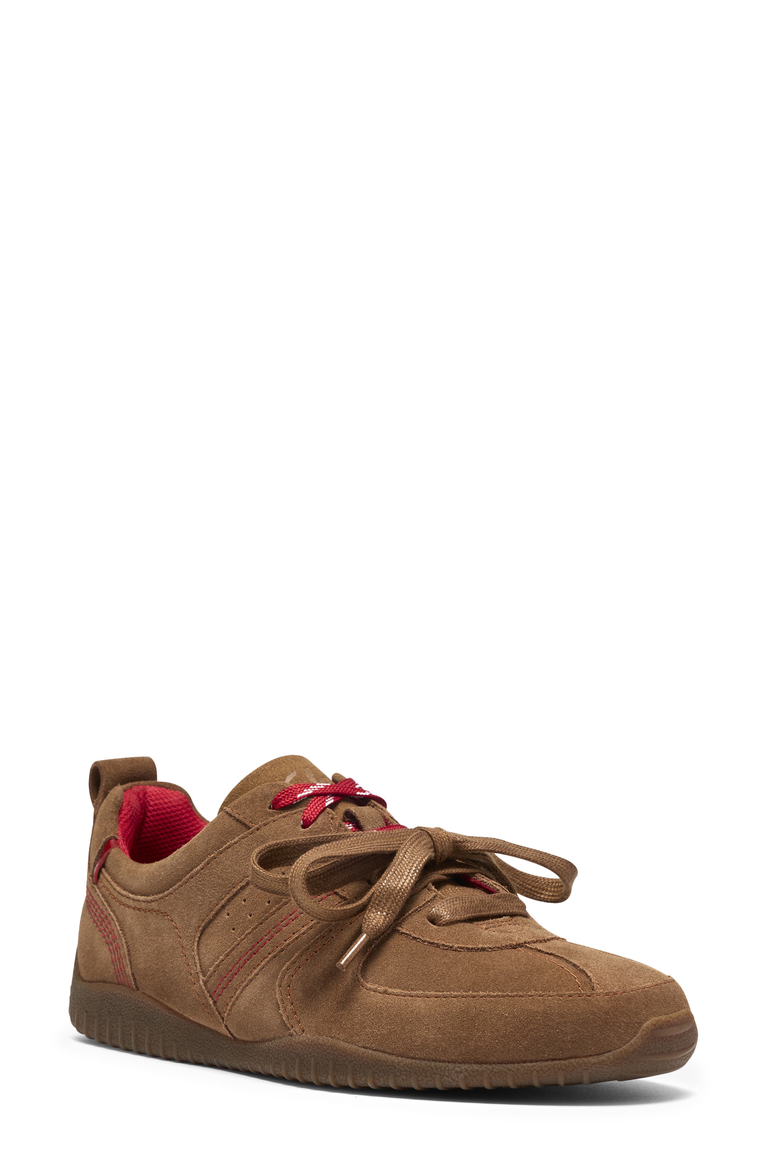 Meridor Lace Sneaker, Main, color, DARK TAN SUEDE