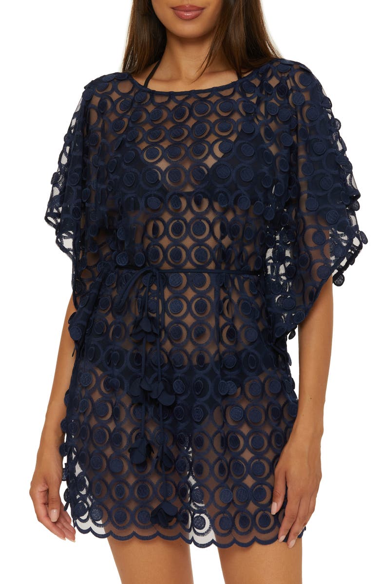 Trina Turk Bubbly Sheer Cover-Up Tunic, Main, color, Ink