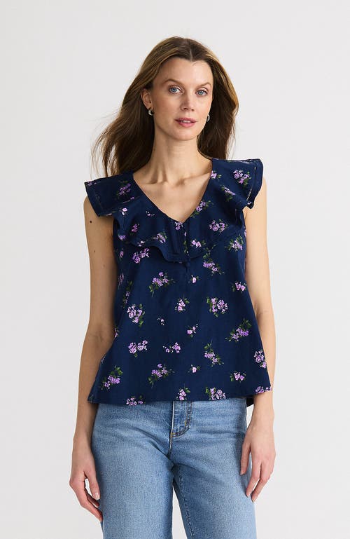 LANDS' END LANDS' END V NECK CASCADE RUFFLE TOP