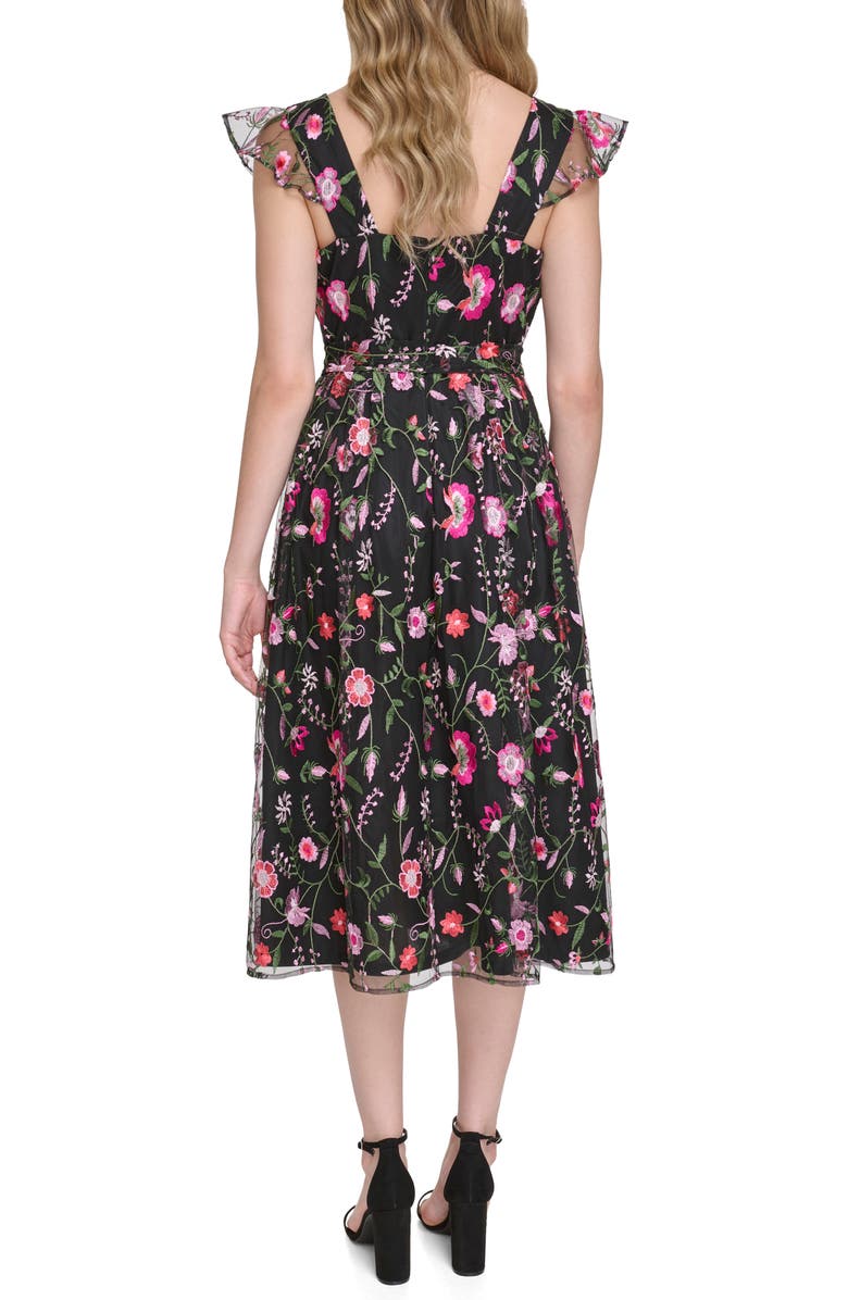 Kensie Floral Embroidered Maxi Dress, Alternate, color, Black Multi