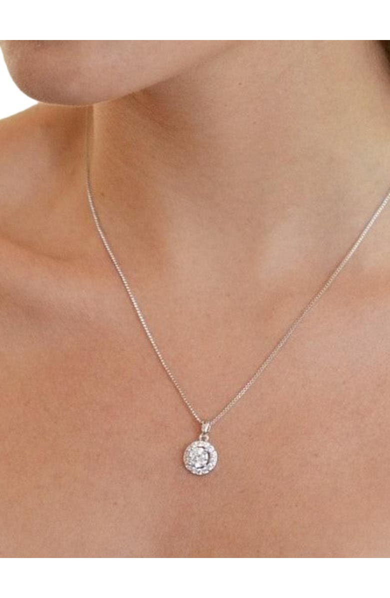 Hollywood Sensation Round Halo Crystal Pendant Necklace, Alternate, color, Silver