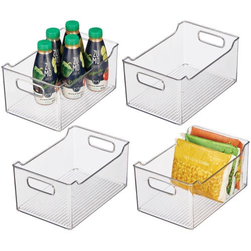 mDesign Plastic Food Storage Organizer Bin for Home and Kitchen - 4 Pack in Clear 