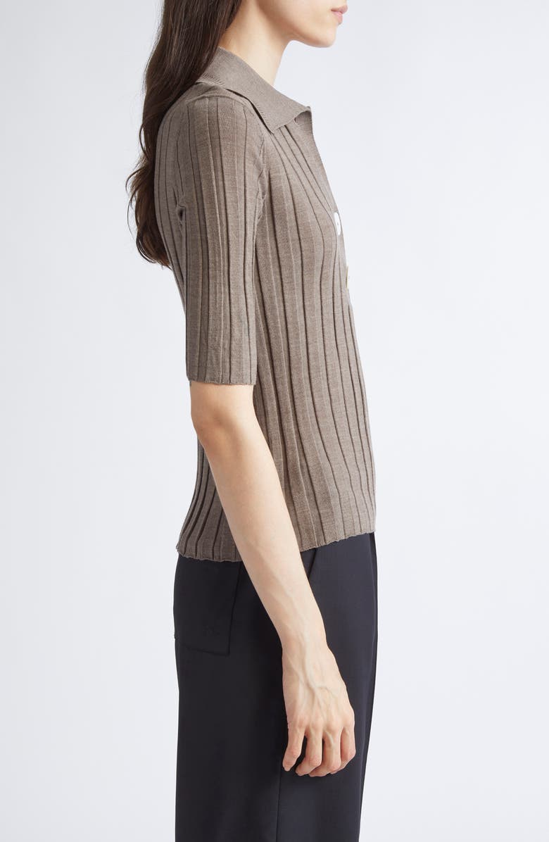 NACKIYÈ Sugarman Rib Wool Polo Sweater, Alternate, color, Choco