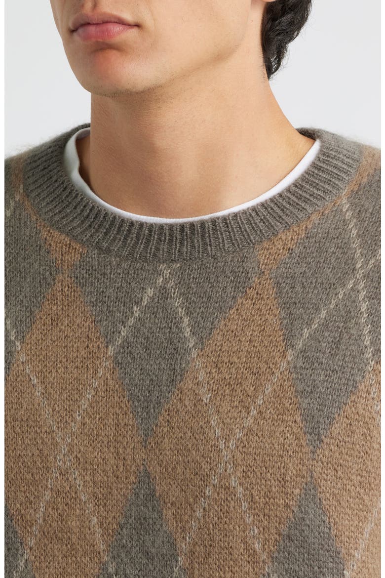 Argyle Crewneck Sweater, Alternate, color, TAUPE MULTI