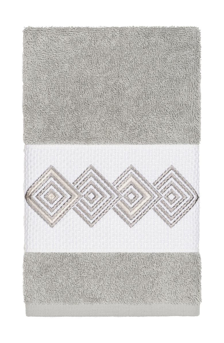 Linum Home Textiles Noah Embellished Hand Towel - Light Grey, Main, color, Light Grey