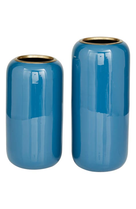 Blue 2-Piece Metal Vase