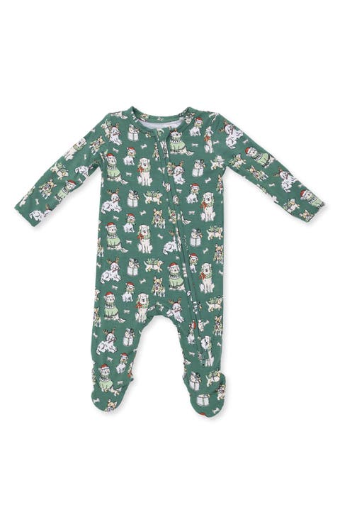 Christmas Dogs Footie One-Piece Pajamas