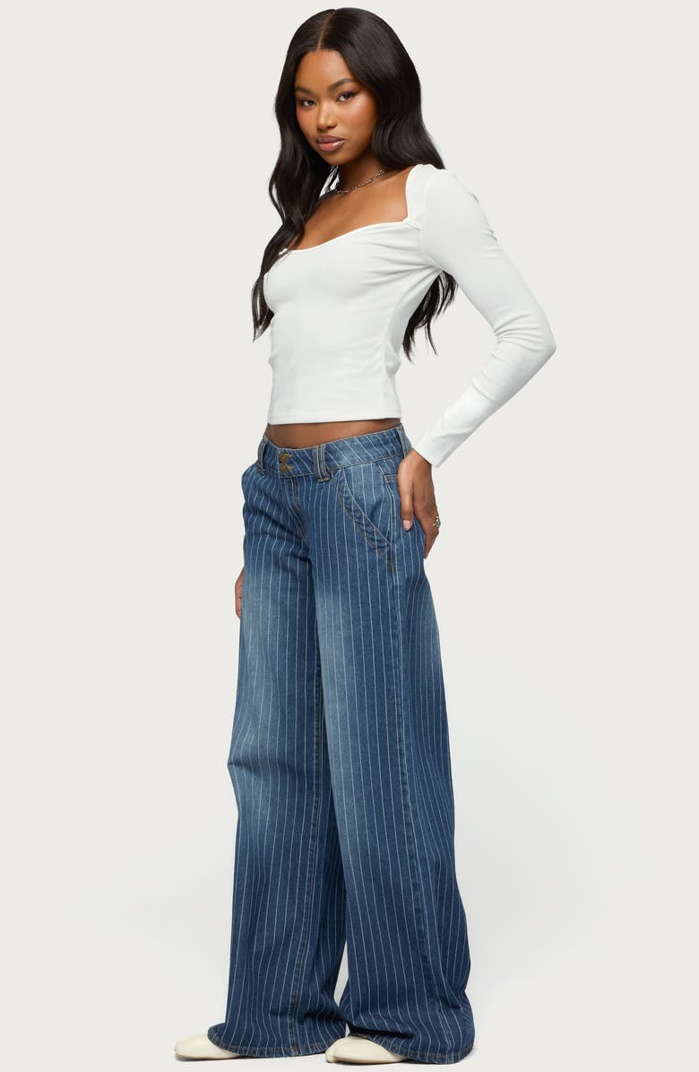EDIKTED Cory Stripe Low Rise Wide Leg Jeans, Alternate, color, 