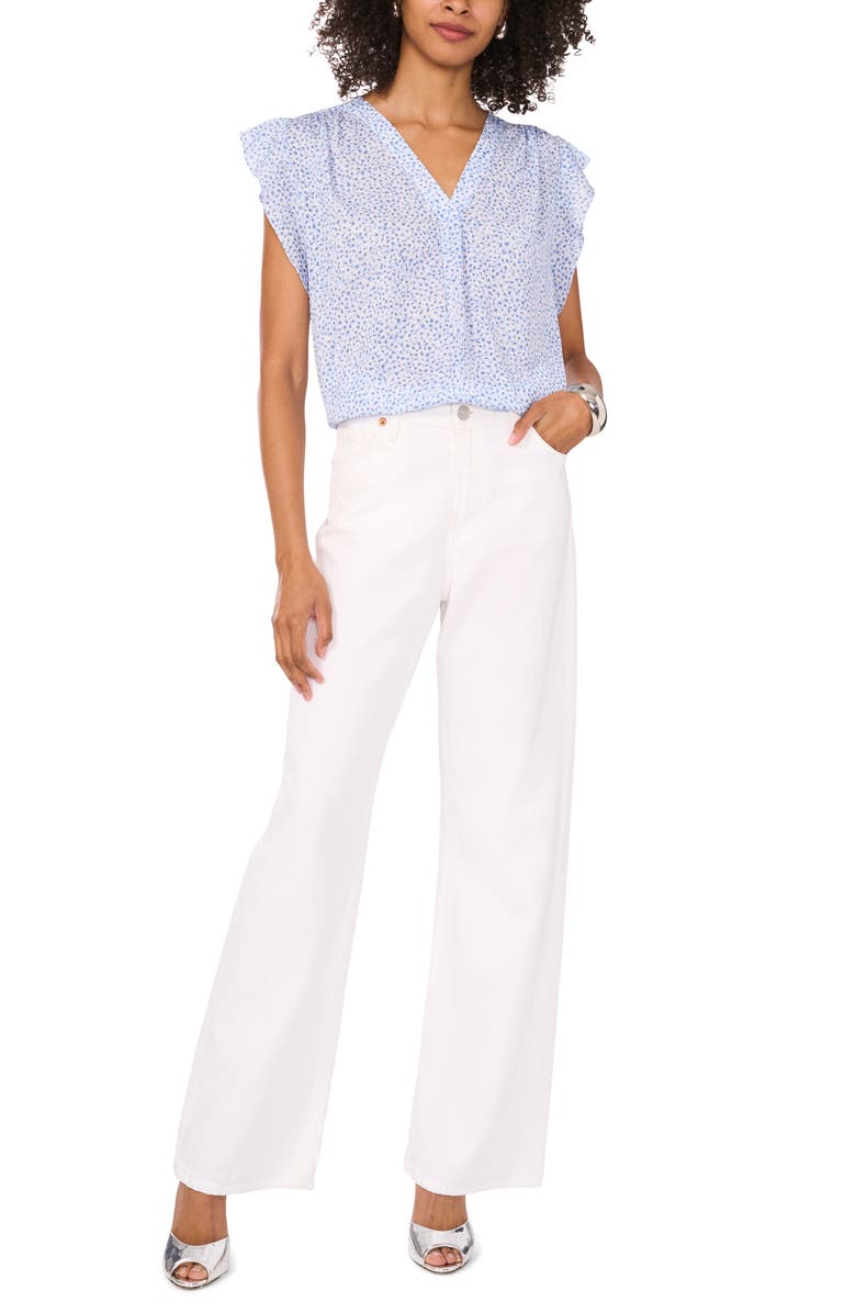 Vince Camuto Ruffle Sleeve Top, Alternate, color, Lake Breeze