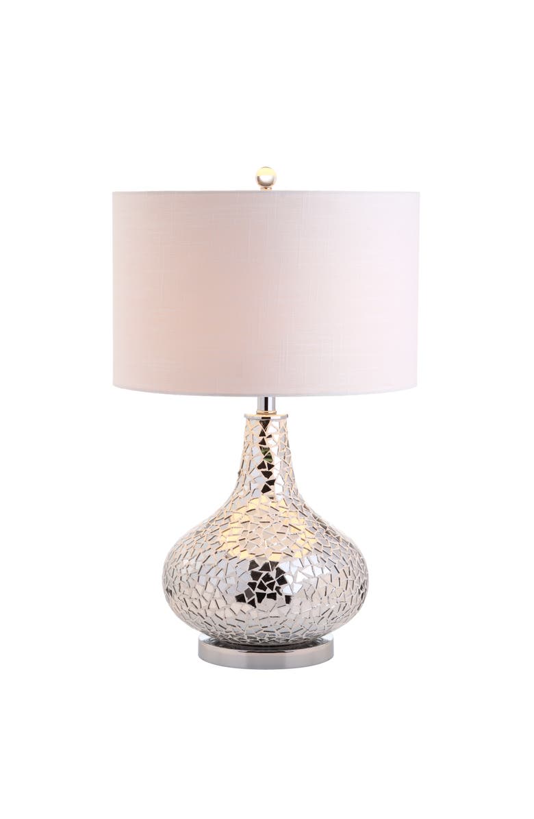 JONATHAN Y Emilia Mirrored Mosaic LED Table Lamp, Alternate, color, Silver/Gray